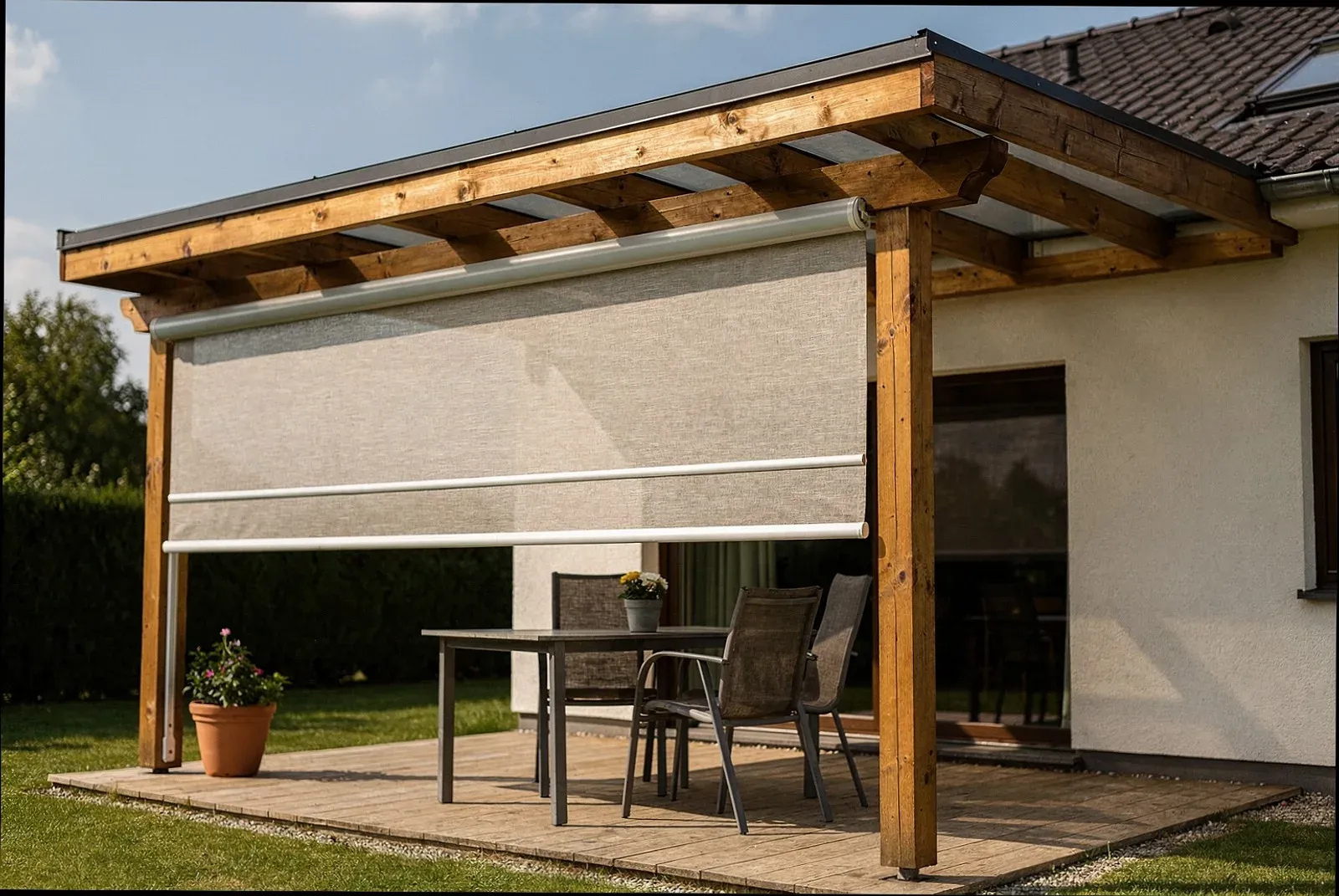 Terrassenüberdachung mit Beschattungssystem in Gelsenkirchen